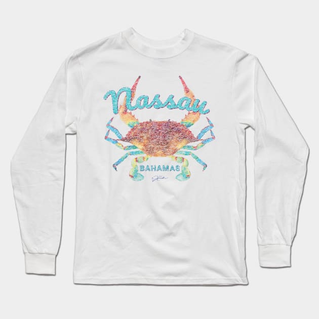 Nassau, Bahamas, Blue Crab (Distressed) Long Sleeve T-Shirt by jcombs